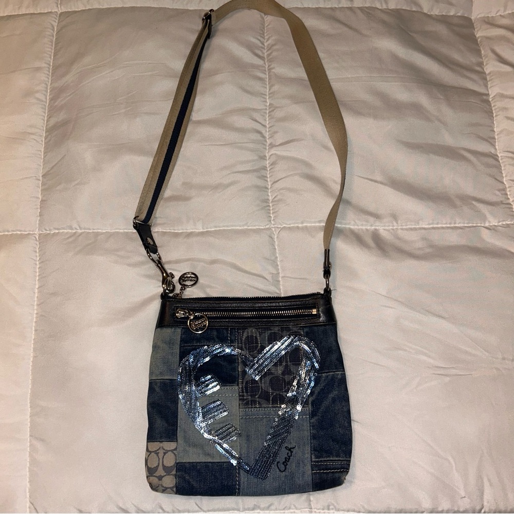 Coach Vintage Poppy Denim Patchwork Crossbody Bag - Picture 2 of 15
